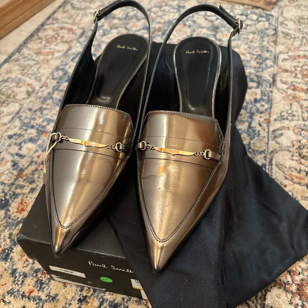 Paul Smith Dido Mirrored Leather Slingback Pumps - Picture 2 of 5